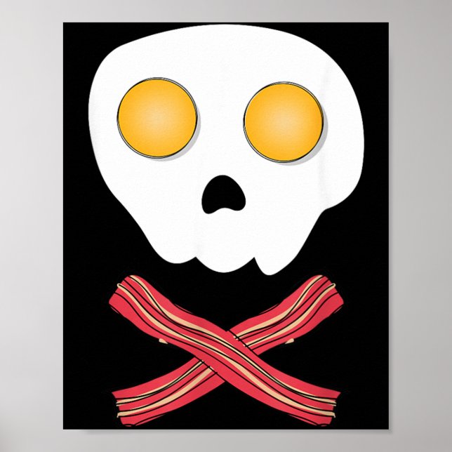Spiegeleier Speck Schädel Frühstück Brunch Essen K Poster (Vorne)