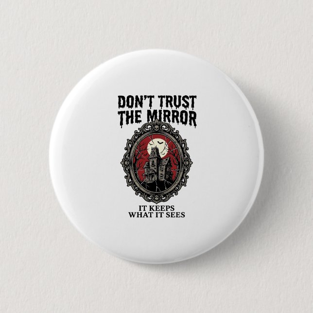 Spiegelhemd mit Gespenstern Vintage-Gravur Gothic- Button (Vorderseite)