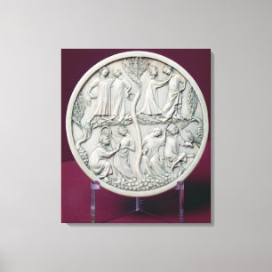 Spiegelkasten, der höfische Szenen, c.1320-30 Leinwanddruck