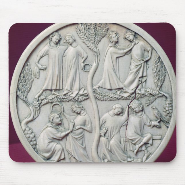 Spiegelkasten, der höfische Szenen, c.1320-30 Mousepad (Vorne)