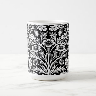 Spiegelkernen und Eiche Blätter Schwarz & Weiß Kaffeetasse