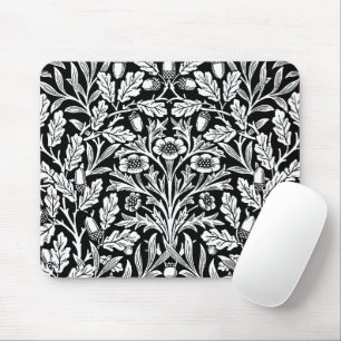 Spiegelkernen und Eiche Blätter Schwarz & Weiß Mousepad