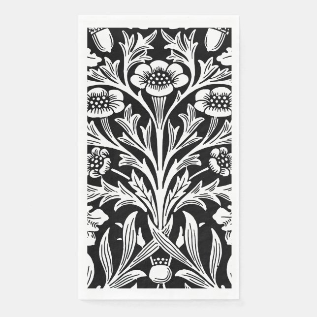 Spiegelkernen und Eiche Blätter Schwarz & Weiß Serviette (Vorderseite)