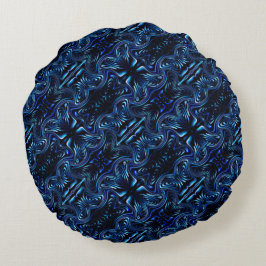 Spiegeln geformter Blume und Schmetterling in dunk Rundes Kissen