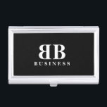 Spiegelname Initiallogo, benutzerdefinierte Monogr Visitenkarten Dose<br><div class="desc">Spiegelter Name Anfangslogo benutzerdefiniertes Monogramm Business Card Case. Personalisierte Geschenkidee für neue Unternehmer,  Mitarbeiter,  Mitarbeiter,  selbstständige Freiberufler etc. Schwarz-Weiß Typografie Template Design.</div>