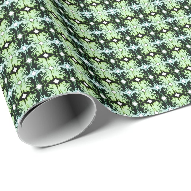 Spiegelnder mintgrüner Drache Geschenkpapier (Rolleneckpunkt)