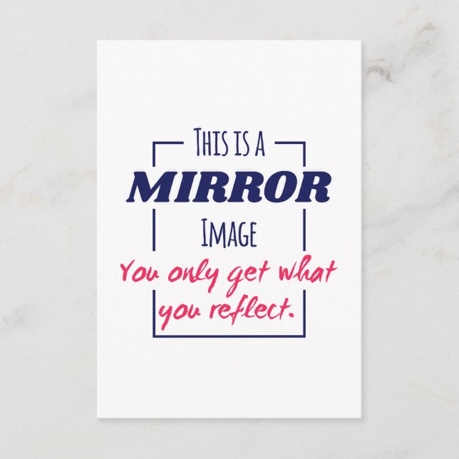 Spiegelreflexions-Mindset Motivationsdesign Hinweiskarte (Vorderseite)