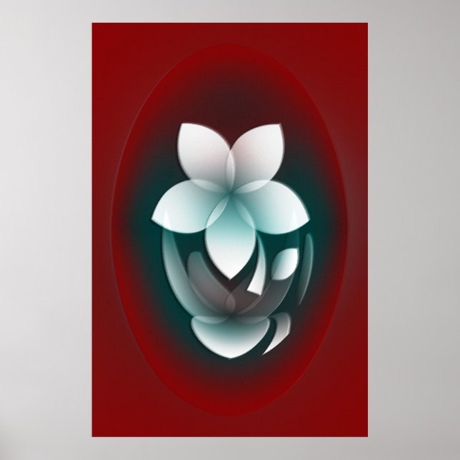 Spiegelung der weißen Blume Poster (Vorne)