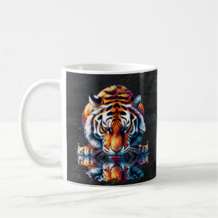 Spiegelung eines Tigers beim Trinken von Wasser  Kaffeetasse