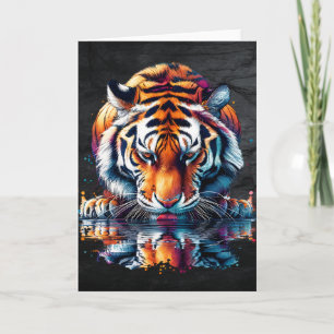 Spiegelung eines Tigers beim Trinken von Wasser  Karte