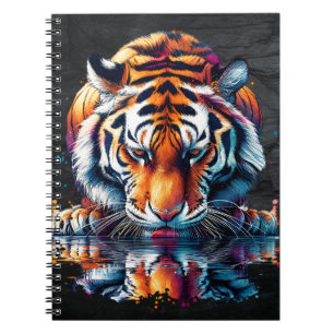 Spiegelung eines Tigers beim Trinken von Wasser Notizblock