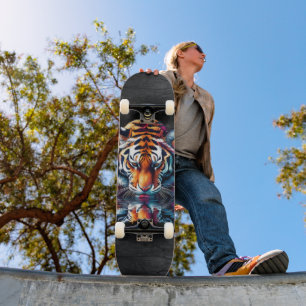 Spiegelung eines Tigers beim Trinken von Wasser Skateboard