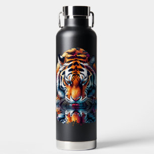 Spiegelung eines Tigers beim Trinken von Wasser Trinkflasche