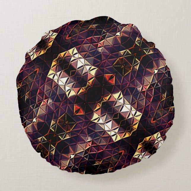 Spiegelung von Dreiecken, die seltsame Formen erze Rundes Kissen (Rückseite)