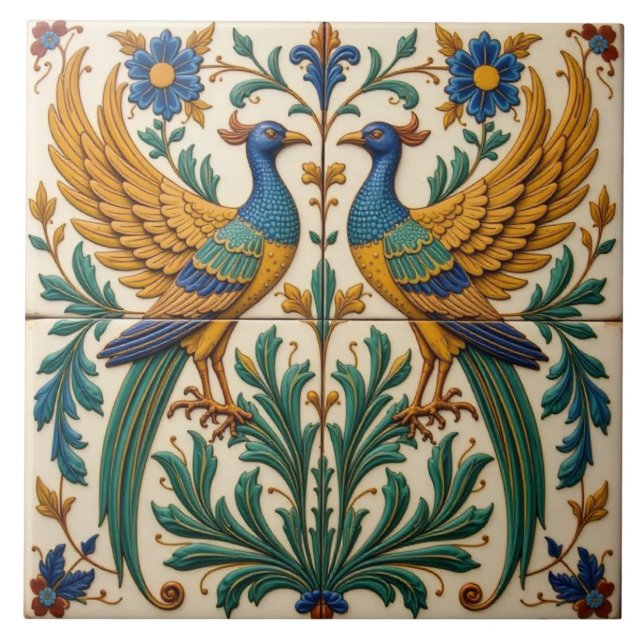 Spiegelung von Peacocks Untersetzer Keramik Tile (Vorderseite)