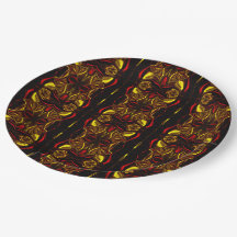 Spiegelung von roten, goldgebogenen Spuren mit dun