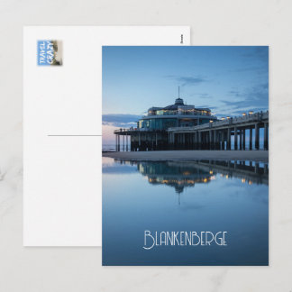 Spiegelungen am Blankenberge Pier zur Blaue Stunde Feiertagspostkarte