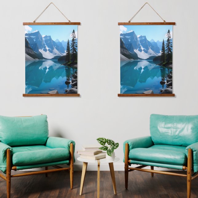 Spiegelungen der Ruhe Wandteppich Mit Holzrahmen (Wohnzimmer)