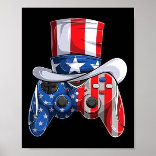 Spiel 4. Juli Controller American Flag Kids Boy Poster
