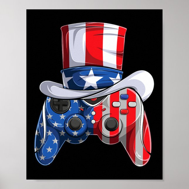 Spiel 4. Juli Controller American Flag Kids Boy Poster (Vorne)