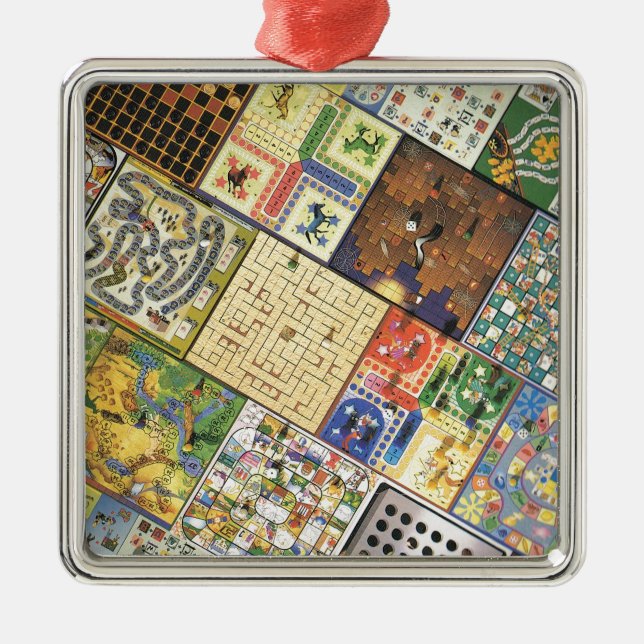 Spiel an!  Brettspiele Silbernes Ornament (Vorne)