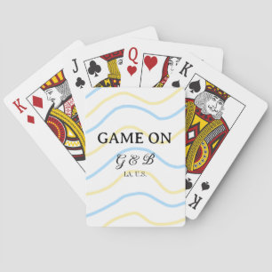 Spiel auf, füge Namen des Paares, Hochzeitsfeieror Spielkarten