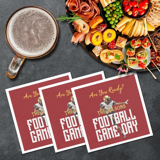 Spiel auf Fußball Spieler in Rot Serviette (Game on football player on red cocktail napkins)