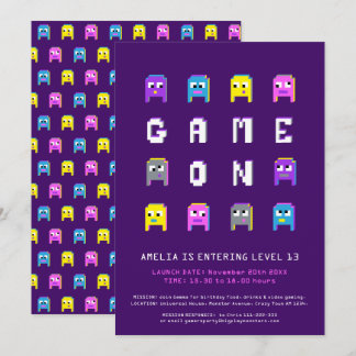 Spiel auf Mädchen Video Gaming 13. Geburtstagspart Einladung