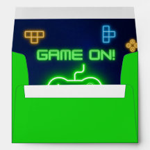 Spiel auf neongrün und blau Umschlag