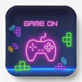 Spiel auf Neonrosa, grüne Paper-Teller Pappteller