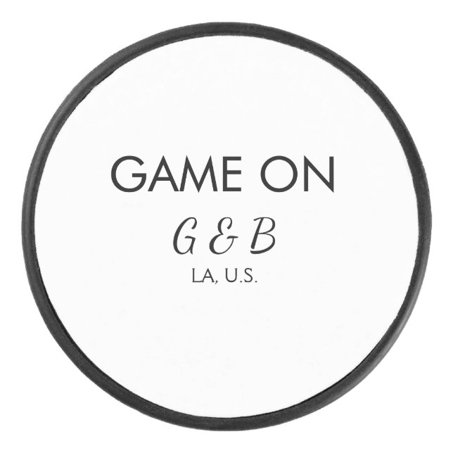 Spiel auf Pärchen Namen Hochzeitsfeier Platz Stadt Eishockey Puck (Vorderseite)