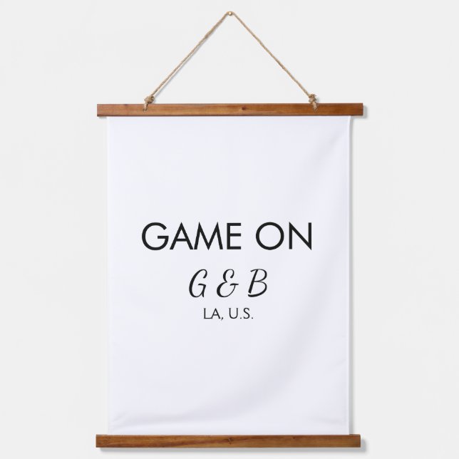 Spiel auf Pärchen Namen Hochzeitsfeier Platz Stadt Wandteppich Mit Holzrahmen (Vorderseite)