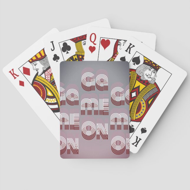 Spiel auf Retro Typografie grau Spielkarten (Rückseite)