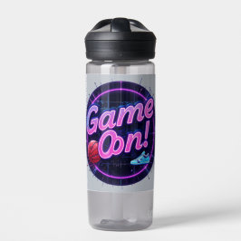 Spiel auf Wasserflasche | Retro Neon Basketbal Trinkflasche