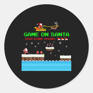 Spiel auf Weihnachten Weihnachten Gamer Santa Clau Runder Aufkleber