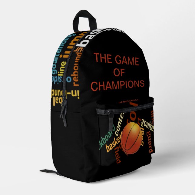Spiel der Champions: Das Wesentliche von Basketbal Bedruckter Rucksack (Rückseitige Ecke links)