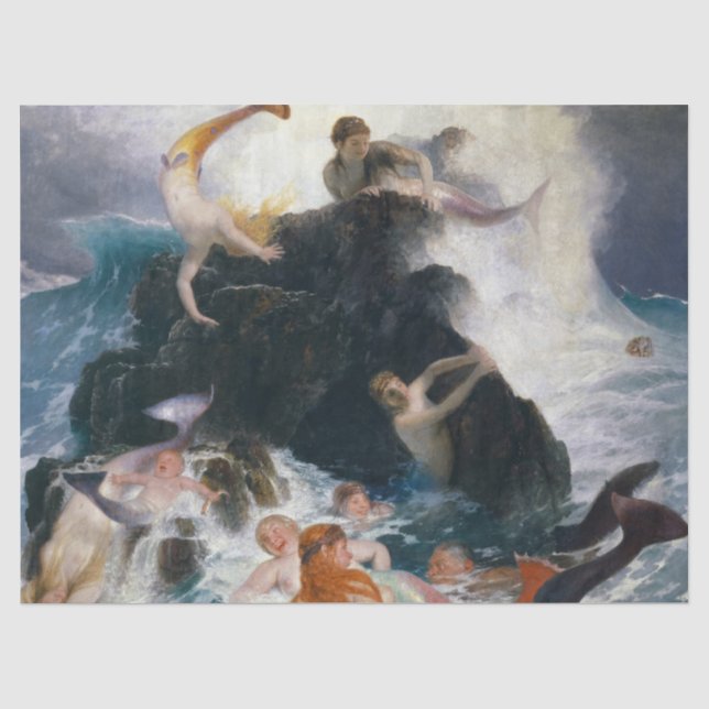 Spiel der Nereiden, 1886 von Arnold Bocklin Seidenpapier (Vorderseite)