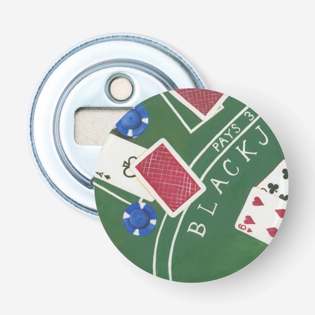 Spiel des Blackjacks mit Chips von Chariklia Zarri Flaschenöffner (Vorderseite)