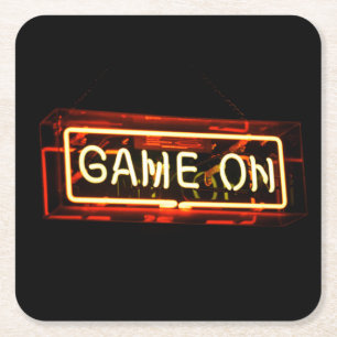 Spiel Ein Neon-Schild Sport Gaming Gamer Rechteckiger Pappuntersetzer