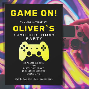 Spiel Ein Videospiel-Controller Gaming Geburtstag Einladung