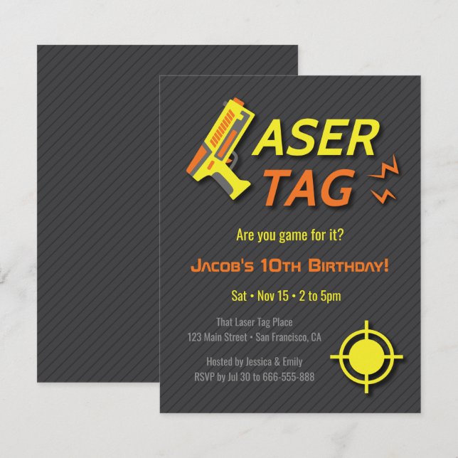 Spiel für Laser Tag Kindergeburtstag Party Einladu Einladung (Vorne/Hinten)