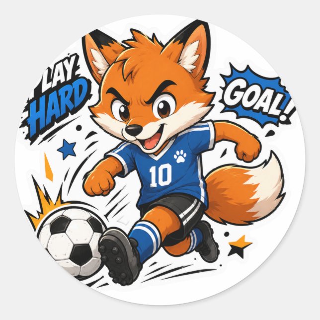 SPIEL HART ZIEL FUCHS FUSSBALL AUFKLEBER (Vorderseite)