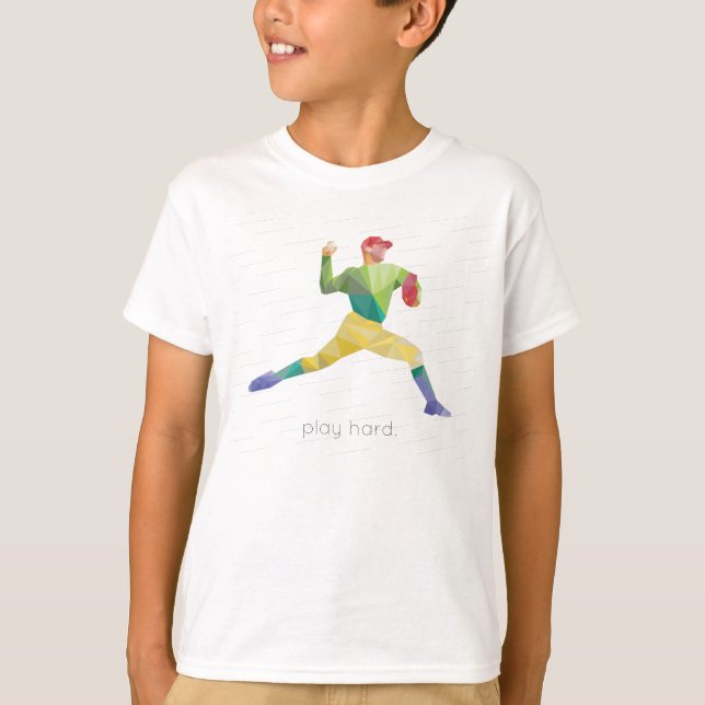 Spiel-harter Baseball Origami T-Shirt (Vorderseite)