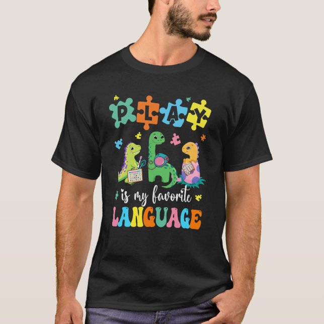 Spiel ist meine Lieblingssprache Dinosaurier sprec T-Shirt (Vorderseite)
