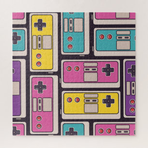 Spiel-Joysticks Farbige Vintage-Wallpaper Puzzle