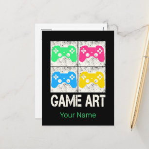 Spiel Kunst Vintage Gamepad Retro Controller Gamer Feiertagspostkarte