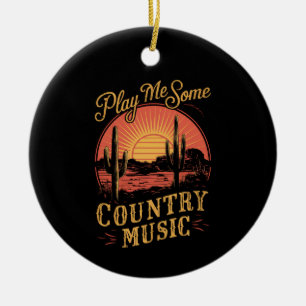 Spiel mir etwas Country-Musik Western Cowboy Vinta Keramik Ornament