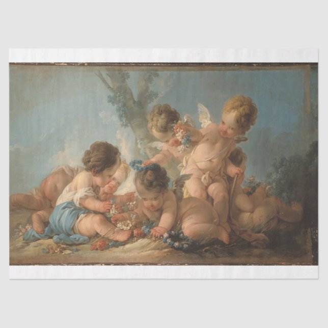 Spiel mit Blume Floral Ephemere Decoupage Seidenpapier (Vorderseite)