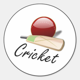 Spiel mit Cricket, Fledermaus und Ball, beliebtes  Runder Aufkleber