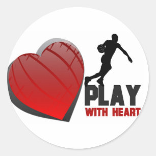 Spiel mit Herz-Basketball Runder Aufkleber
